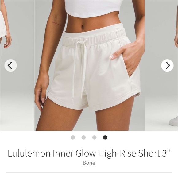 🆕 BONE - NWT lululemon inner glow high rise HR 3" shorts - Picture 1 of 11